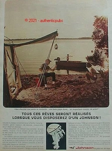 PUBLICITE JOHNSON MOTEUR BATEAU PECHEUR PECHE CAMPING DE 1966 AD PUB VINTAGE - Imagen 1 de 1