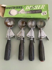 c1950s Hamilton Beach Model 60-B Ice Cream Scoops Disher lot 4 w/ box red blue - Picture 1 of 2