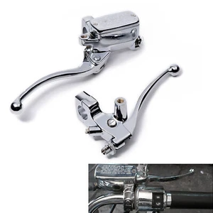 Chrome 1" Motorcycle Master Cylinder Front Brake & Clutch Levers Set for Harley - Picture 1 of 8