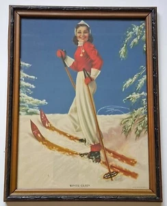 WINTER QUEEN 1930s Pin-Up Original Litho by Billy DeVorss, Skiing, Skier - Picture 1 of 7