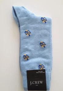 J. Crew Mens Trouser Socks Hanukkah Holiday Dreidel One Size Glazed Blue Sky - Picture 1 of 5