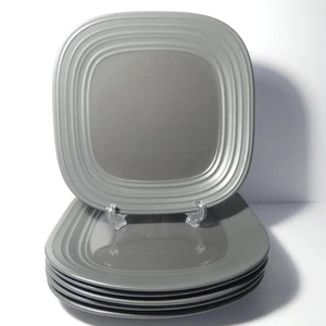 Mikasa Swirl Square Graphite Dark Gray 10.75" Dinner Plates - Set of 6 - Picture 1 of 23