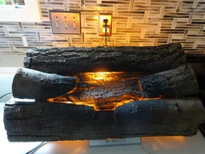 Vintage Real Wood Logs Faux  Fire Motion Flames Electric Fireplace Motorized - Picture 1 of 13
