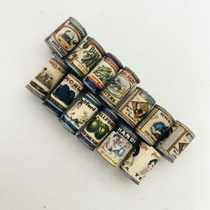Lotto 13 etichette alimentari in latta vintage in miniatura casa delle bambole accessori cucina - Foto 1 di 10