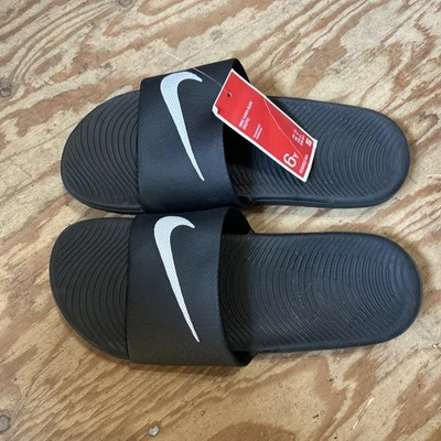 NIKE KIDS KAWA SLIDE (GS/PS) BLACK / WHITE 819352 001 Size 6Y - Image 1 of 4