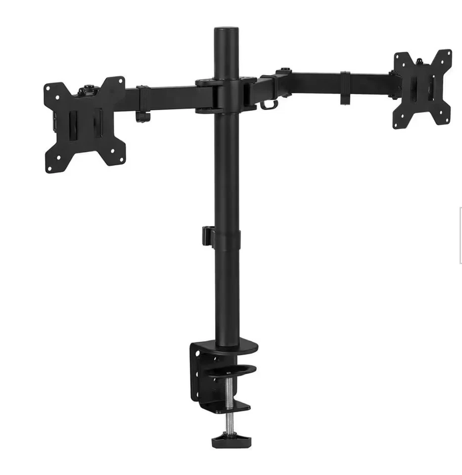Dual Monitor Desk Mount, Adjustable Stand for 13-27" Screens, VESA 75/100, Black - Image 1 of 1