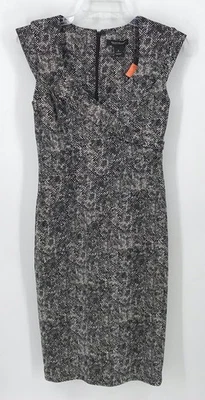 Vestido White House Black Market para mujer 4 negro blanco manga gorra Foto 1 de 4