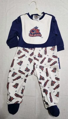 NHL 6/9 месяцев Columbus синий куртки Baby наряд цельный нагрудник Snap CBJ новый см! - Изображение 1 из 4