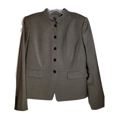 Куртка блейзер Ann Taylor Regent коричневая размер 14 карманов 5 пуговиц натуральная шерстяная с подкладкой - Изображение 1 из 4