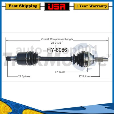 Eje delantero izquierdo CV eje articulado para Hyundai XG300 2001 Foto 1 de 2