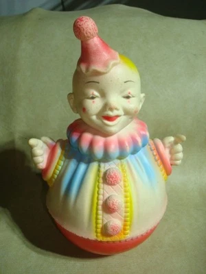 Vintage Baby Toy 1960 SUN RUBBER CO Circus Clown Squeaker - WORKS! -#13 - Image 1 of 4