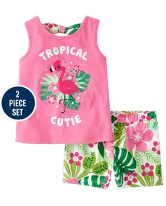 NWT Girls Size 18-24M  4T Flamingo Tank Shorts Tropical  Cutie  NEW - Picture 1 of 3