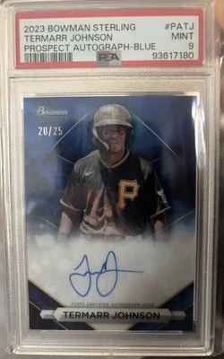 2023 Bowman Sterling Termarr Johnson Auto Blue Refractor Auto 20/25 PSA 9 Mint - Image 1 of 2