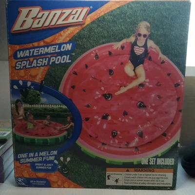 BANZAI WATERMELON SPLASH POOL - 60" Round Kids Inflatable - NEW SEALED - Image 1 of 2