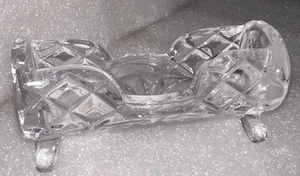 EAPG  FOOTED RECTANGULAR CARD/TOOTHPICK/SPOON HOLDER DIAMOND PATTERN VTG - Picture 1 of 5