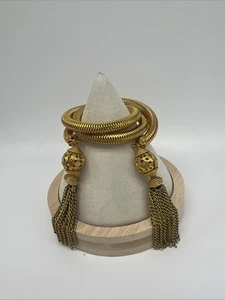Vintage Gold Tone Chain Tassel Wrap Bracelet Estate Find - Picture 1 of 5