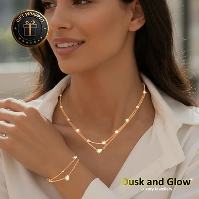 Collar pulsera pulsera de perlas de imitación para mujer conjunto de regalo de joyería para damas eslabones de cadena NUEVO UK Foto 1 de 4