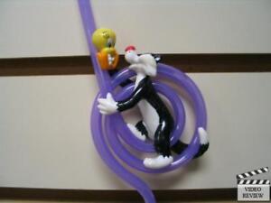 Sylvester/Tweety Ring Sipper Straw  NEW  Applause 1998; Purple Straw
