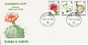1981 Flowering Blooming Cactus Turks & Caicos Islands First Day Cover FDC Flower - Picture 1 of 3