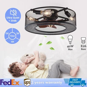 20 Inch Ceiling Fan Light Fanlamp Chandelier Flush Mount Fandelier & Remote - Picture 1 of 24