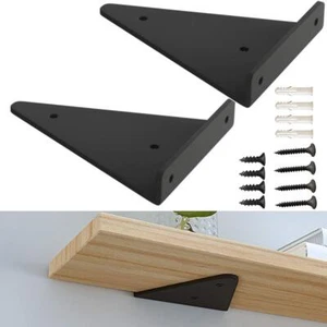 Black Shelf Bracket 2Pcs 6" Hidden Brackets Floating Wood Shelves Concealed - Picture 1 of 9