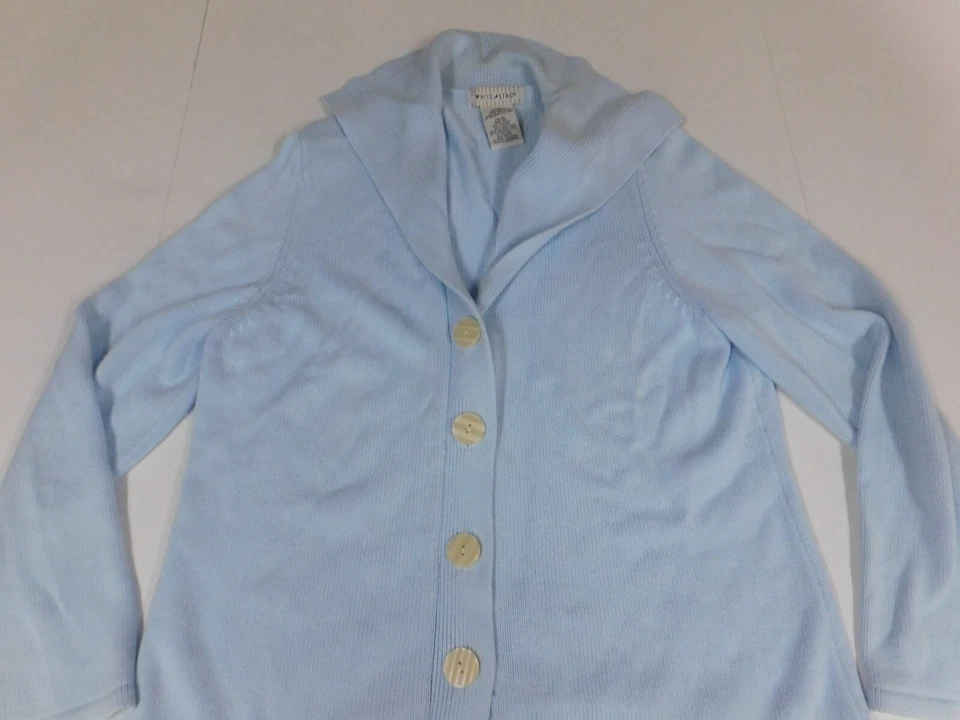 White Stag女式毛衣大号蓝色纽扣开衫 — 第 1/4 张图片