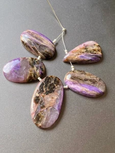 Charoite gemstone cabochon oval beads size 41-32 mm 8 inches strand - Foto 1 di 5