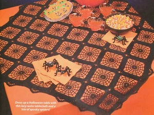 SPIDER WEB CENTERPIECE DOILY & 3 SPIDERS HALLOWEEN CROCHET PATTERN INSTRUCTIONS - Picture 1 of 2