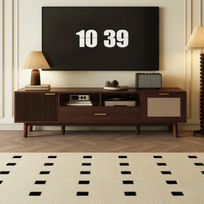 Wood Fashionable TV Stand for 75" TVs, TV Cabinet with Soft-Closing Door  - Image 1 of 4