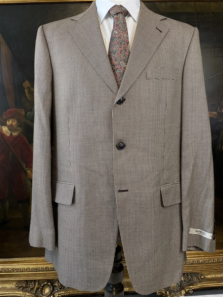 Blazer Chaqueta Deportiva Harold Powell 42L 100% Bambú Marrón Cuadros Pequeños 3Btn Nuevo con Etiquetas Foto 1 de 4