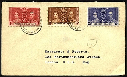 VIRGIN IS 1937 Coronation set on FDC.......................................18807 - Image 1 of 1