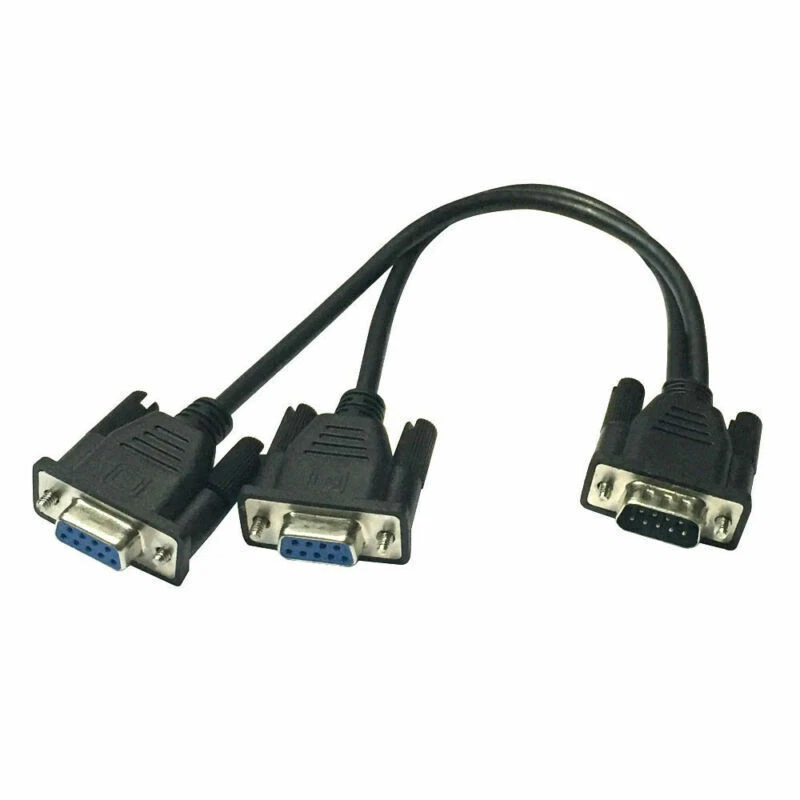 DB9 Male to 2 Female Serial Rs232 Splitter Cable Rs232 Male to 2 Female 2 New - Image 1 of 3