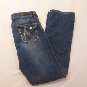 Royalty Jeans Blue Womans Size 8 Embroidery Flap Back Pocket Casual - Picture 1 of 11