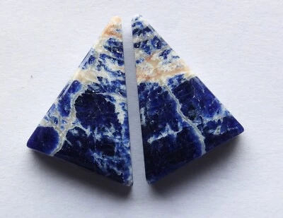 Par suelto de cabujón de sodalita natural de 19,70 quilates (22 mm X 16 mm cada uno) Foto 1 de 3