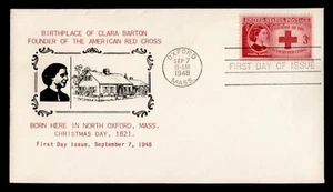 DR WHO 1948 FDC CLARA BARTON RED CROSS CACHET OXFORD MA m16562 - Picture 1 of 2