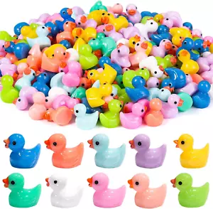 200Pcs Tiny Ducks 10 Colors Little Duck Figures Mini Resin Ducks Plastic Small  - Picture 1 of 12