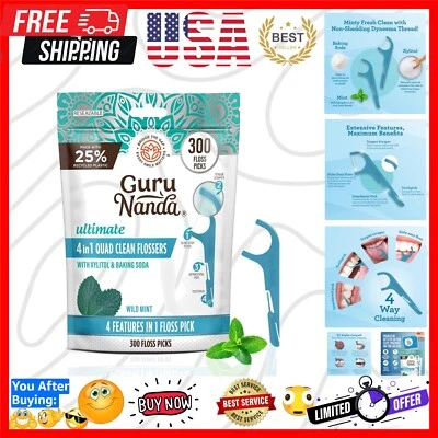 Selecciones de hilo dental sin triturar como nuevo con raspador de lengua y limpiador interdental - 300 ct Foto 1 de 4