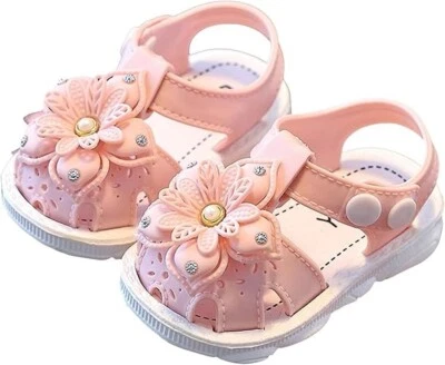 Sandalias de verano para bebé 3,5 niñas pequeñas de cuero PU suaves con punta cerrada Foto 1 de 3