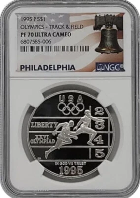 1995 OLYMPICS TRACK & FIELD Silver $1 NGC PF70💥FLAWLESS QUALITY💥 - Image 1 of 4