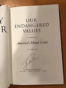 SIGNIERT Präsident Jimmy Carter Our Endangered Values 2005 HC DJ 1./1. - Bild 1 von 5