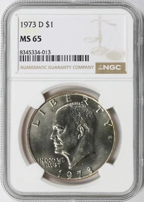 1973-D Eisenhower Dollar Ike $1 NGC MS65 - Image 1 of 4