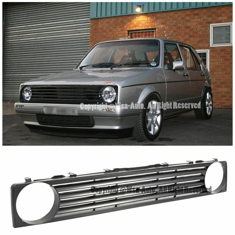 BLACK SINGLE ROUND BADGELESS FRONT BUMPER GRILLE VW RABBIT GOLF MK1 1975-1984 Foto 1 de 1