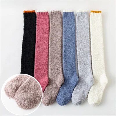 Women Thermal Long Socks Fleece Over Knee Warm Stocking Cozy Fuzzy Slipper Socks - Image 1 of 4