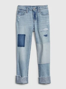 Gap Kids Girls Denim Patch Girlfriend Jeans Pants Distressed Size 7 NEW - Picture 1 of 4
