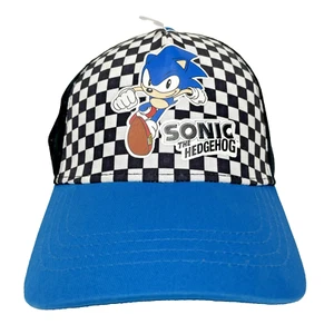 Gorra Sonic The Hedgehog Juvenil Sombrero Sega Negro Blanco Tablero de Cuadros Ala Azul SEGA - Imagen 1 de 9