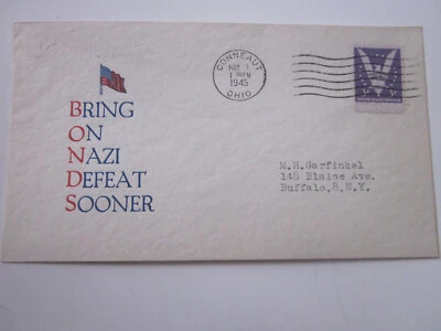 Segunda Guerra Mundial EE. UU. 1945 CONNEAUT OHIO Patriótico TRAIGA SOBRE EL PRESTIGIO DE DERROTA NAZI Foto 1 de 4