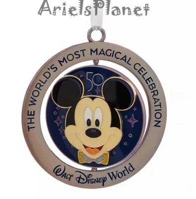 Walt Disney World Parks 50th Anniversary 4 Parks Mickey Mouse Spinner Ornament