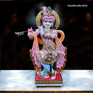 24 Inch White Marble Krishna Statue Idol Murti Moorti Home Temple Krisna Mandir - Picture 1 of 10