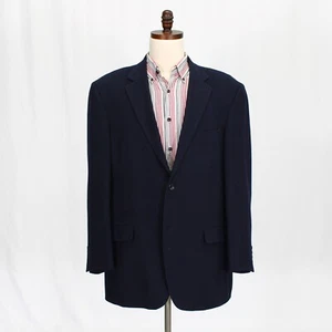 Saks Fifth Avenue 44L Navy Sport Coat Blazer Jacket HB 2B Camelhair - Picture 1 of 11