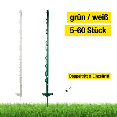 Kunststoffpfähle Weidezaunpfähle Pfahl Weidezaun Zaunpfosten grün weiß 108cm - Bild 1 von 4